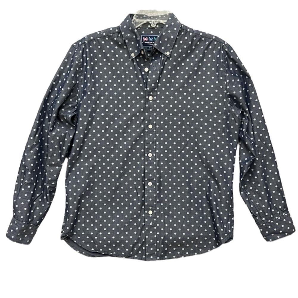 Charleston Threads Men’s Medium Chambray Button Down Long Sleeve Shirt Nautical